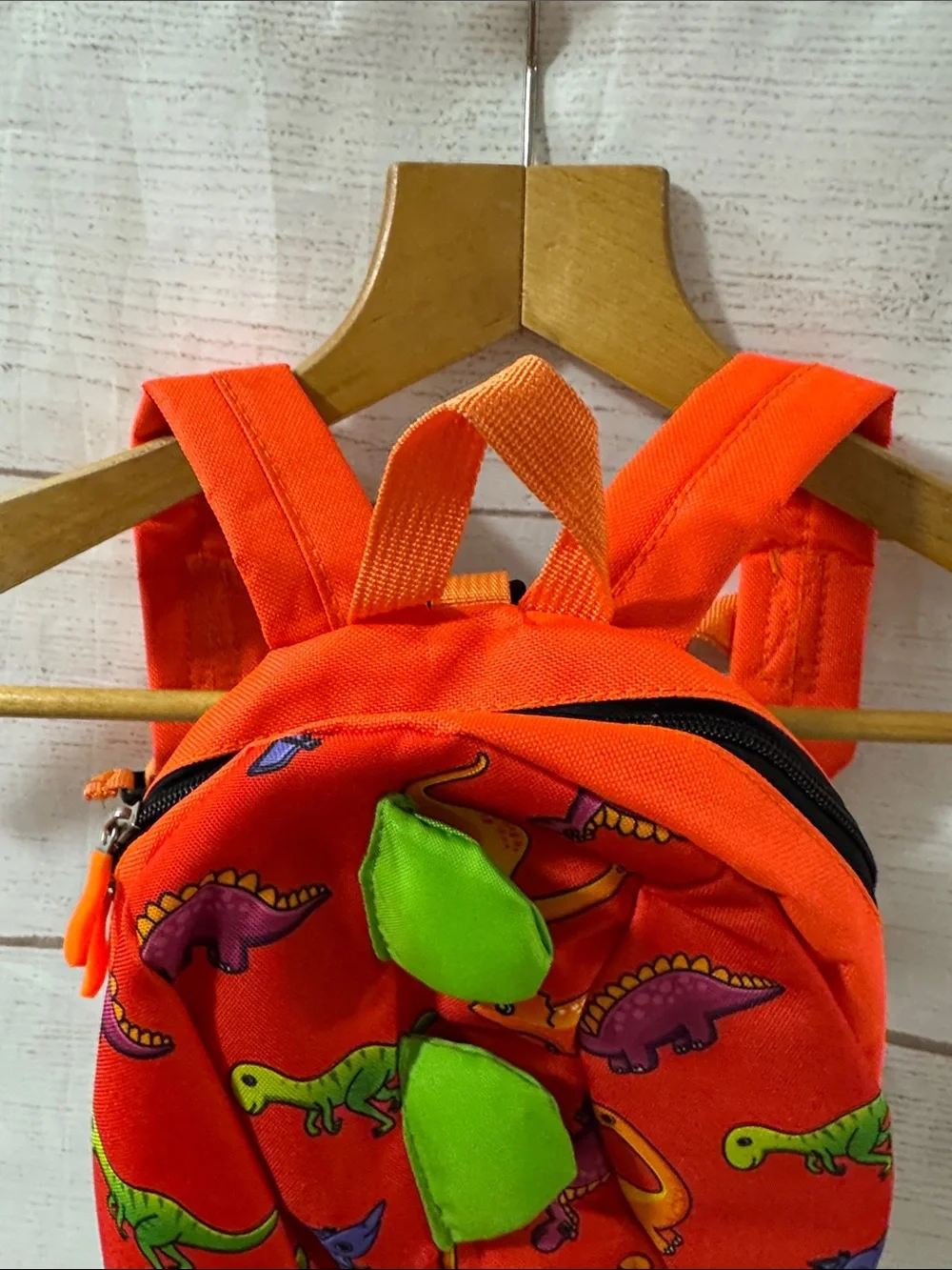 Kids Orange Dinosaur Backpack with Green Spikes - Cute School Bag